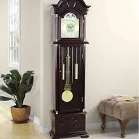 BOXED 72" FLOOR STANDING GRANDFATHER CLOCK IN CHERY FINISH