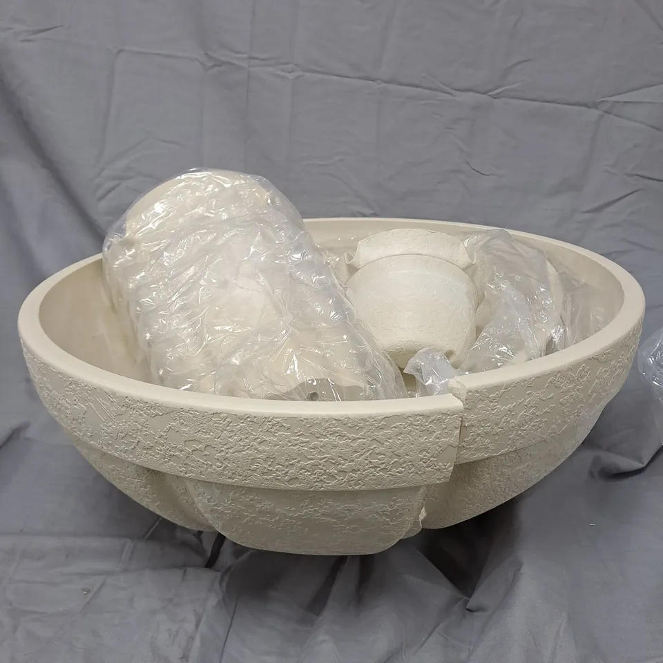 GARDEN WATER FOUNTAIN BOWL – LARGE TEXTURED OUTDOOR ORNAMENT (UNBOXED)
