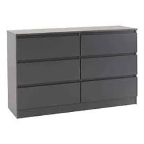 BOXED SECONIQUE MALVERN 6 DRAWER CHEST - GREY (2 BOXES)