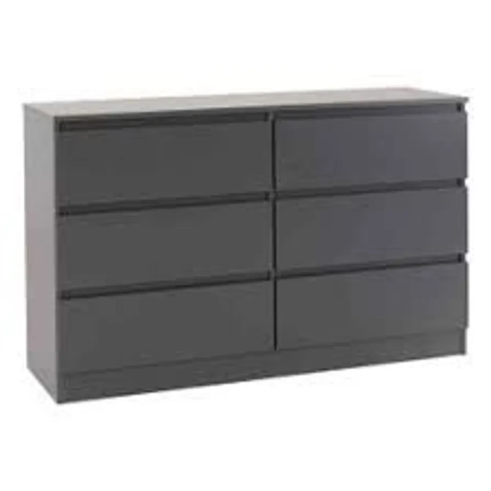 BOXED SECONIQUE MALVERN 6 DRAWER CHEST - GREY (2 BOXES)