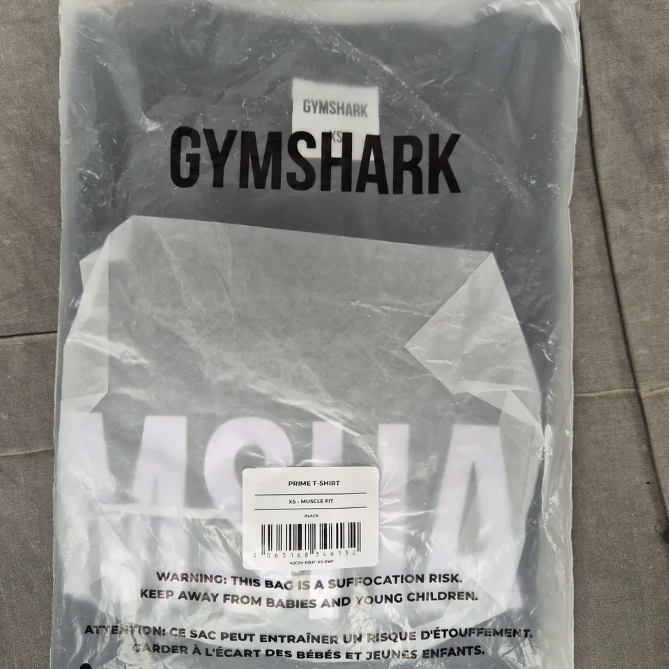 GYM SHARK MUSCLE FIT PRIME T-SHIRT IN BLACK SIZE XS