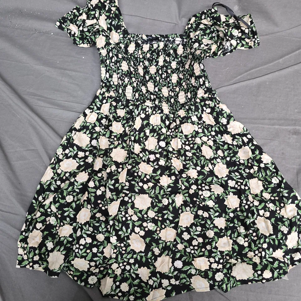 NOBODY'S CHILD BELLA MINI DRESS – AGNES FLORAL, BLACK, UK 8 (EU 36)