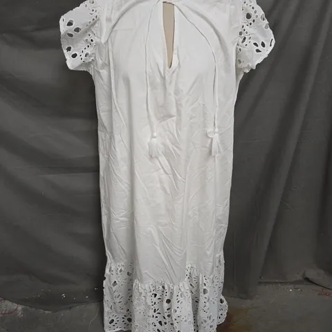 WALLIS TIERED TIE POPLIN MIDI DRESS IN WHITE SIZE 16