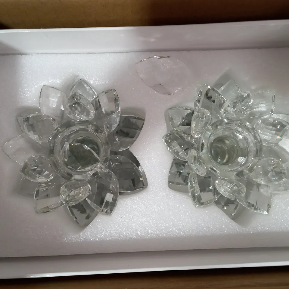 JM BY JULIEN MACDONALD CRYSTAL LOTUS FLOWER TEALIGHT HOLDERS GIFT SET