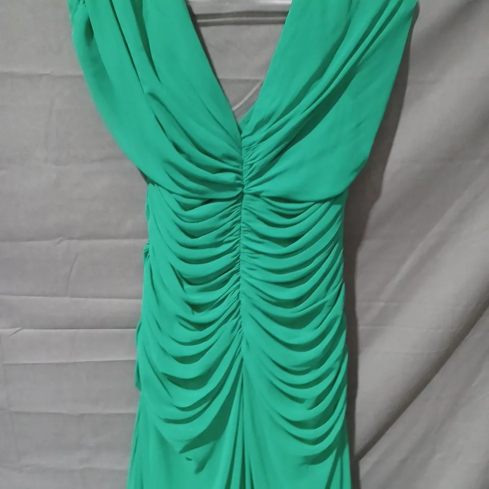 VIVIAN DIAMOND DESSY COLLECTION RUCHED BACK ZIP DRESS IN GREEN (UK6652) - SIZE 14