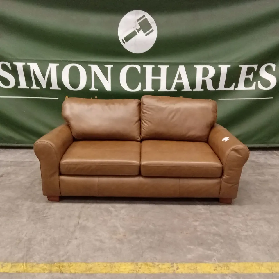 BAILEY 3 SEATER LEATHER SOFA - TAN RRP £799