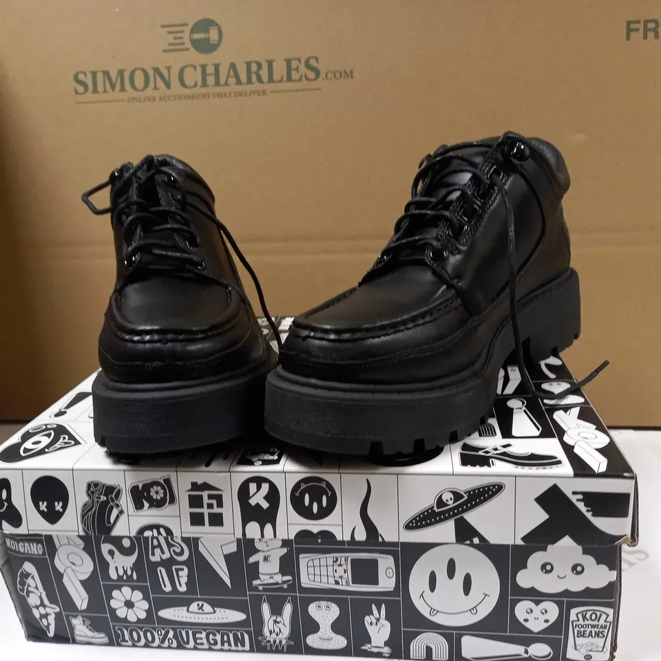 KOI BLACK LACED UP CHUNKY VEGAN SHOES - SIZE 5