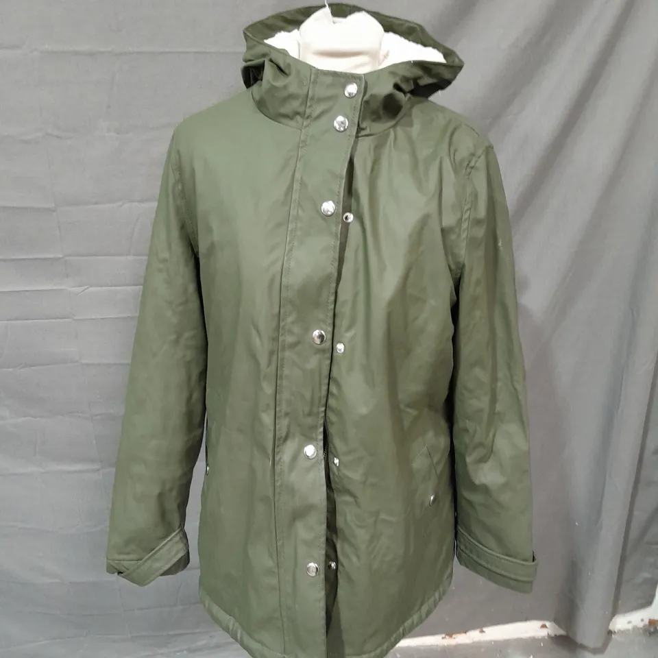 NEW LOOK KHAKI JACKET WITH FLEECE LINING - UK 10