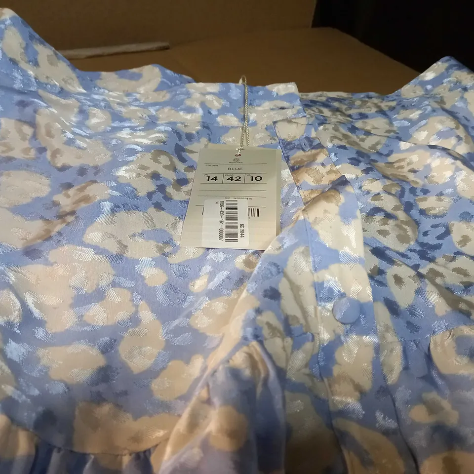 MOSOON BLUE/CREAM SATIN MAXI SKIRT - SIZE 14