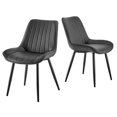 BOXED PIATTO TUFTED FABRIC SIDE CHAIR IN BLACK FABRIC - SET OF 2 (1 BOX)