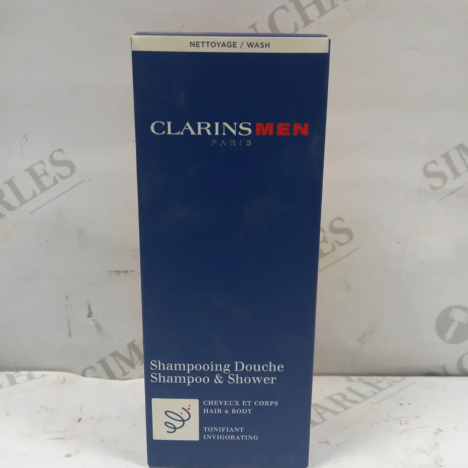 BOXED AND SEALED CLARINS MEN PARIS SHAMPOO & SHOWER, HAIR AND BODY WASH