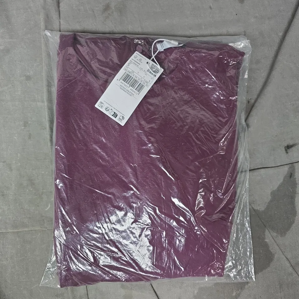 MANGO VESTIDO 424LETIZIA LONG FLARED DRESS IN BURGUNDY SIZE UK 8