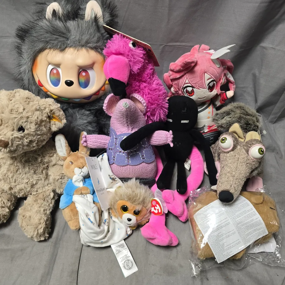 LOT OF 10 ASSORTED PLUSHIES TO INCLUDE TY, M&S AND STEIFF