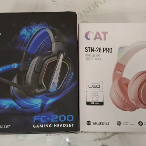 LOT OF 6 BOXED HEADSETS INCLUDES FC-200 GAMING HEADSET AND CAT EAR HEADSET