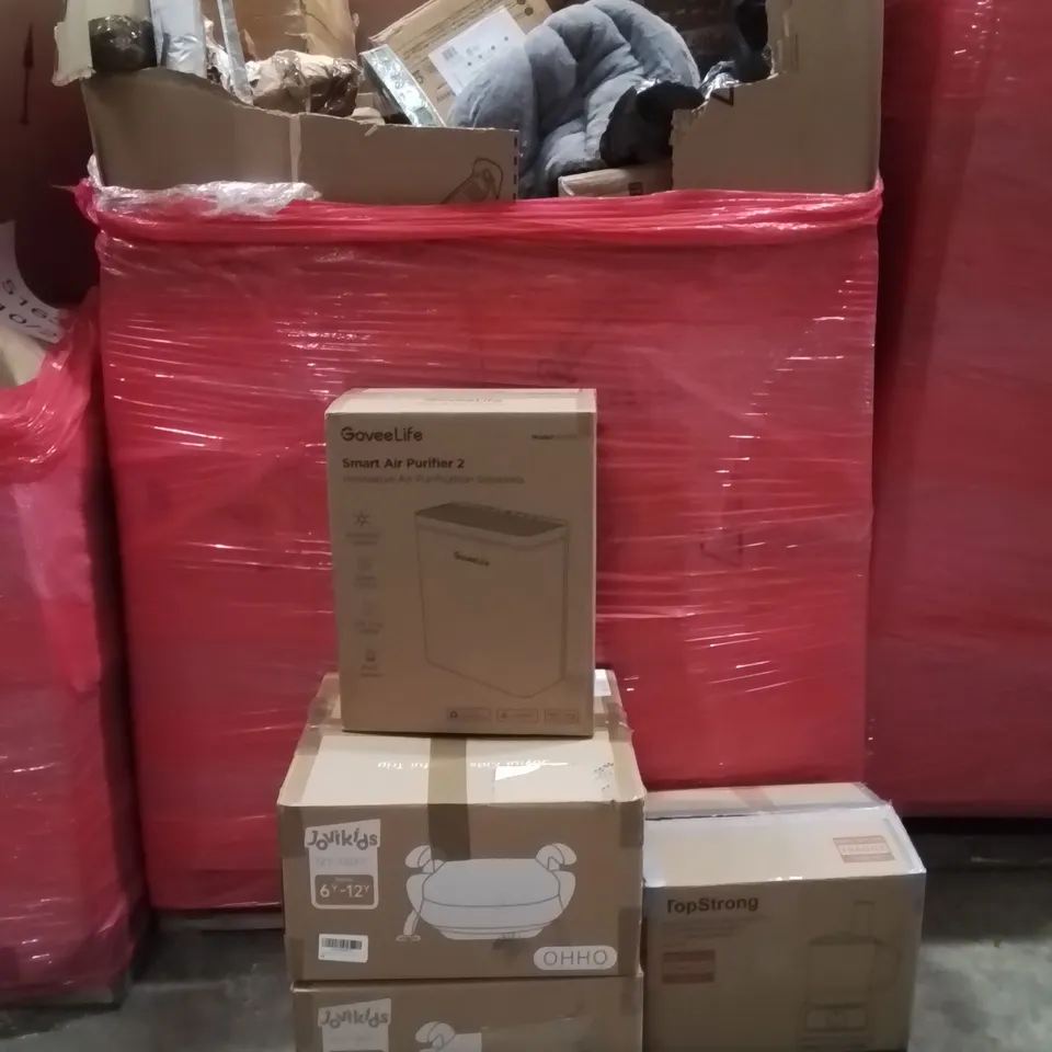 PALLET OF ASSORTED HOUSEHOLD GOODS AND PRODUCTS TO INCLUDE;SMART AIR PURIFIER,MULTIFUNCTIONAL FOOD PROCESSOR,KIDS CAR SEAT 