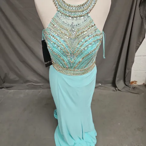 MORI LEE EMBELLISHED OCCASION DRESS IN AQUA SIZE 8