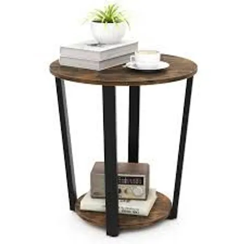 BOXED COSTWAY SINGLE SHELF RUSTIC BROWN SIDE TABLE