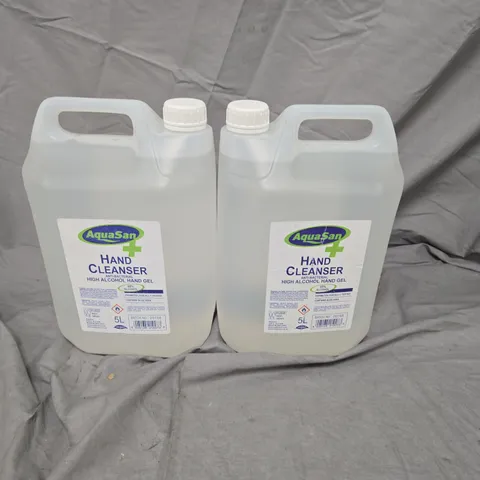 LOT OF 2 AQUASAN HAND CLEANSER ANTI-BACTERIAL HIGH ALCOHOL HAND GEL - 2 X 5L