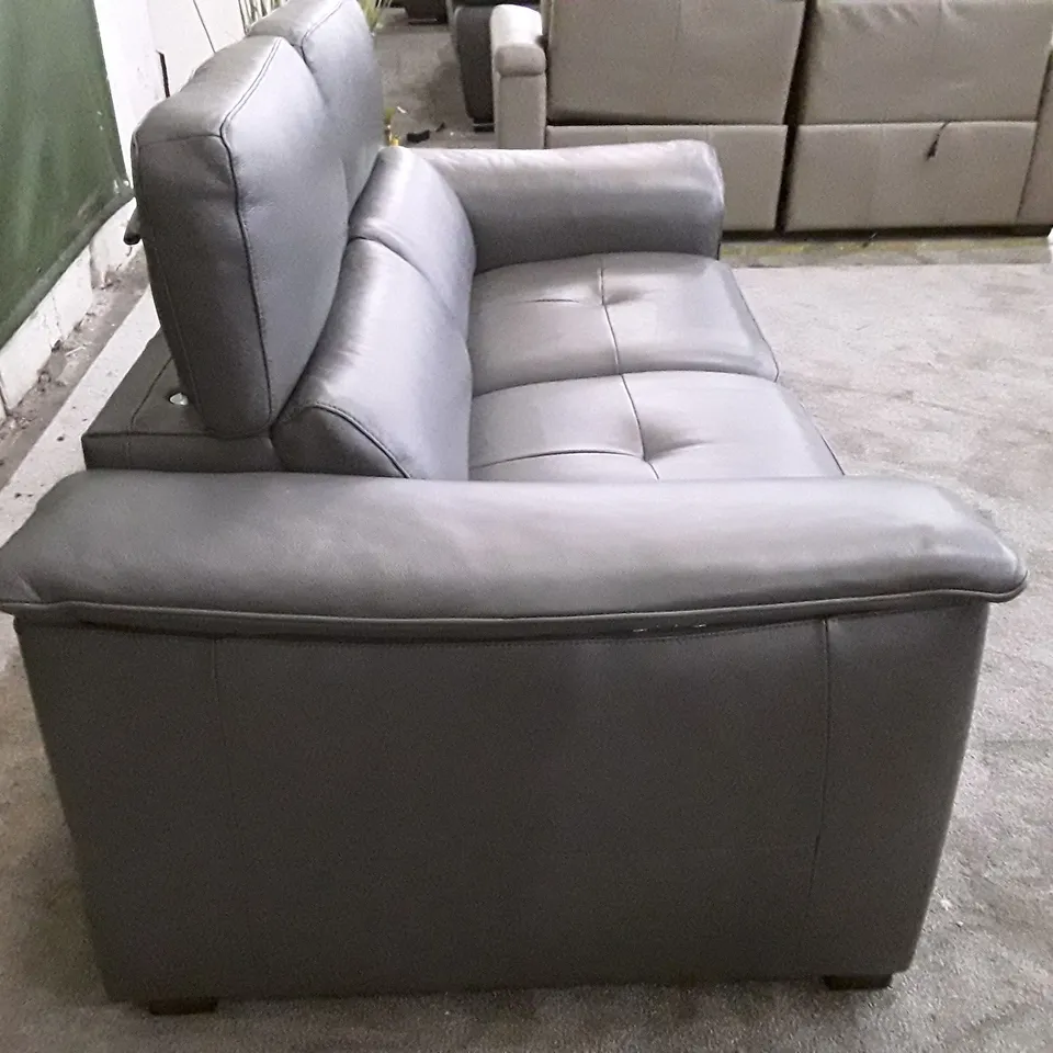 QUALITY ITALIAN DESIGNER AURELIA ELECECTRIC LOVESEAT - GREY LEATHER