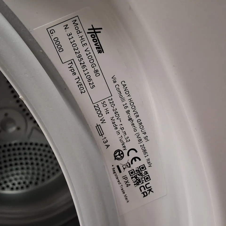 HOOVER H-DRY 300 LITE (VENTED) TUMBLE DRYER - WHITE - 10KG (HLE V10DG-80)