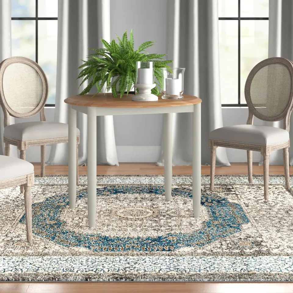BOXED DEERFILED EXTENDABLE OAK ROUND SOLID WOOD DINING TABLE