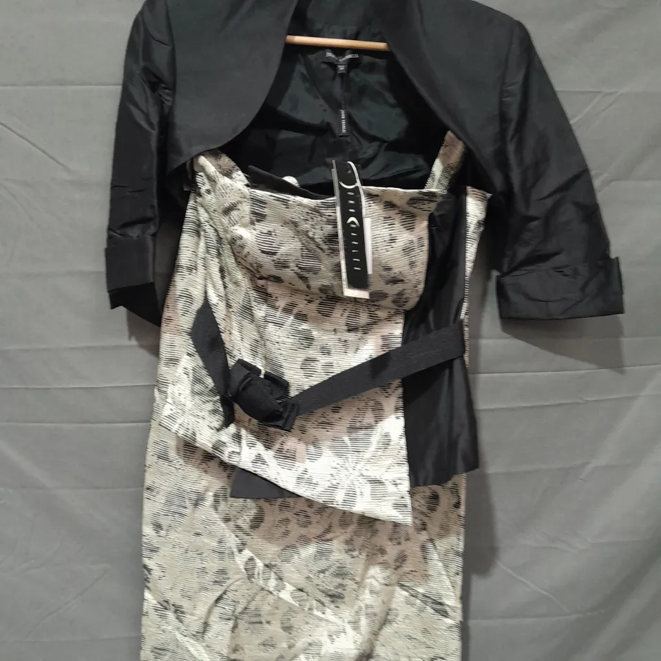 JOHN CHARLES SKIRT, TOP AND JACKET SET IN CHAMPAIGNE AND BLACK - 12