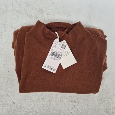 MANGO KNITTED DRESS WITH BELL SLEEVES IN BROWN SIZE UK 10