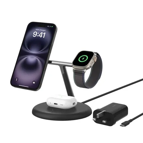 BELKIN 3-IN-1 QI2 CHARGING STAND - WHITE