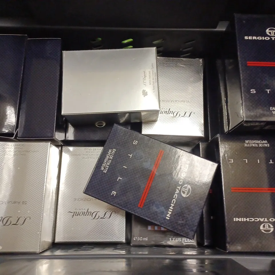LOT OF APPROXIMATELY 15 ASSORTED ITEMS TO INCLUDE - SERGIO TACCHINI STILE - SEALED ALESSANDRO DELL ACQUA MAN - S.T. DUPONT 58 AVENUE MONTAIGNE POUR HOMME EAU DE TOILETTE 30ML SPRAY ECT
