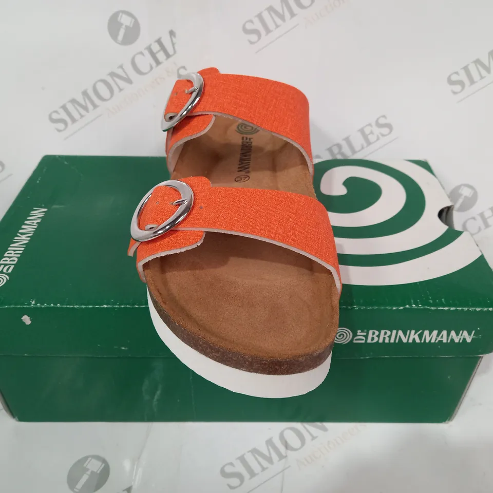 BOXED PAIR OF DR BRINKMANN OPEN TOE SANDALS IN ORANGE EU SIZE 37