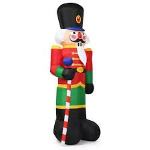 BOXED 2.4M INFLATABLE CHRISTMAS NUTCRACKER SOLDIER WITH 3 LED LIGHTS AND CANDY SCEPTER