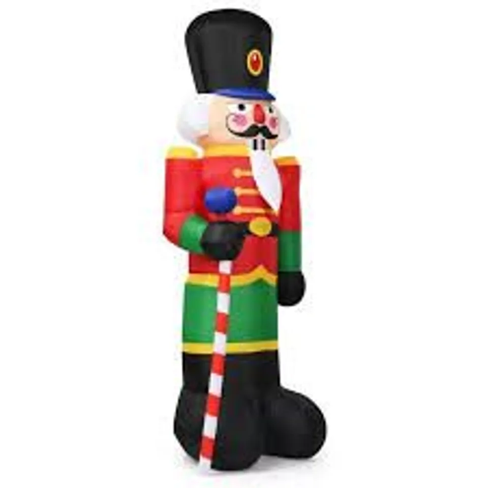 BOXED 2.4M INFLATABLE CHRISTMAS NUTCRACKER SOLDIER WITH 3 LED LIGHTS AND CANDY SCEPTER