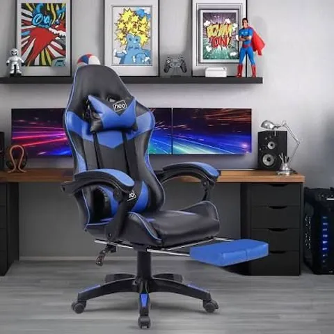 BOXED NEO SIT BETTER WORK HARDER GAMING LOUNGER IN BLUE