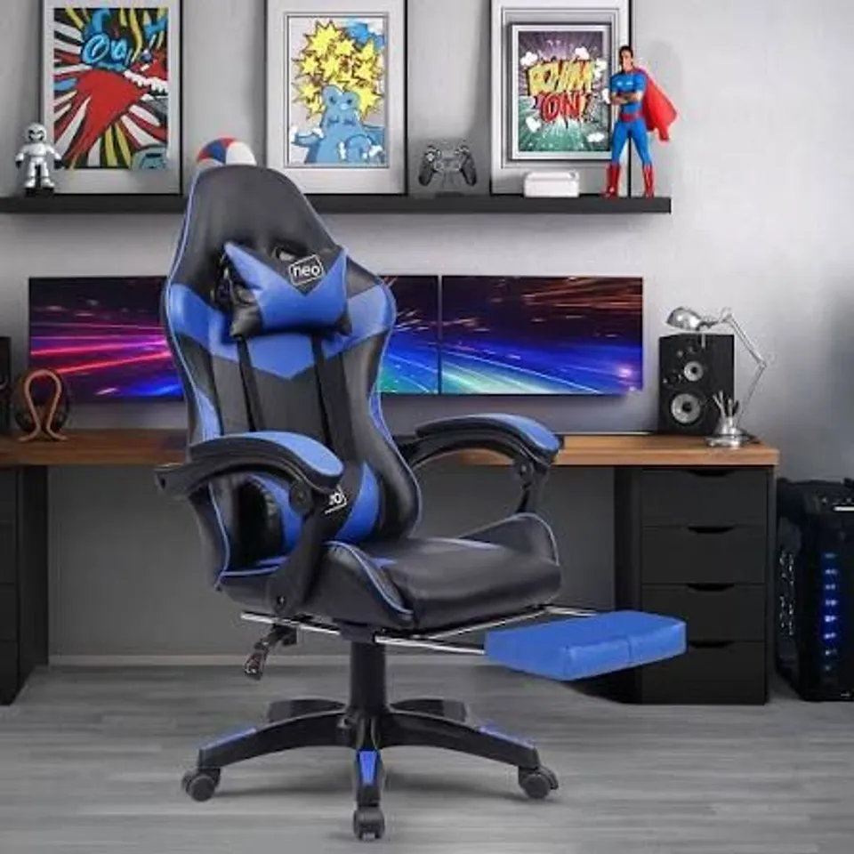 BOXED NEO SIT BETTER WORK HARDER GAMING LOUNGER IN BLUE