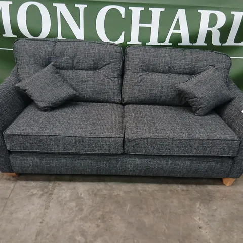 GREY FABRIC TWO-SEAT SOFA WITH CUSHIONS