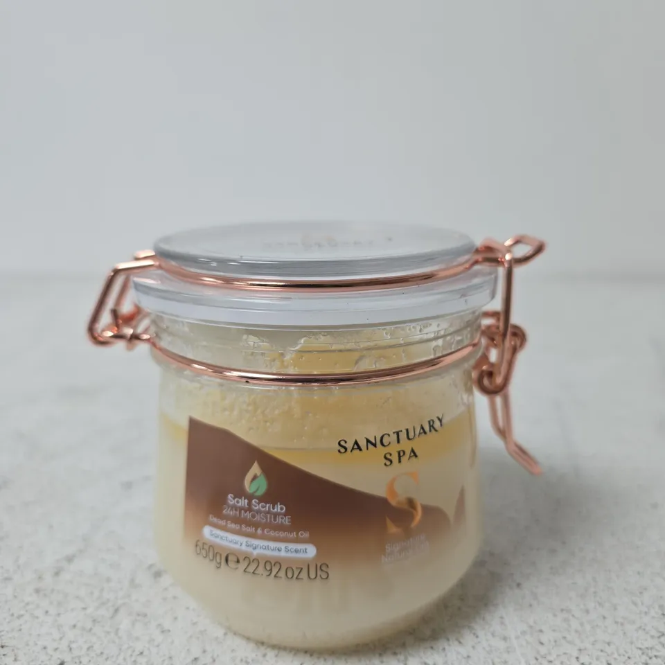 SANCTUARY SPA SALT SCRUB – 650G GLASS JAR 