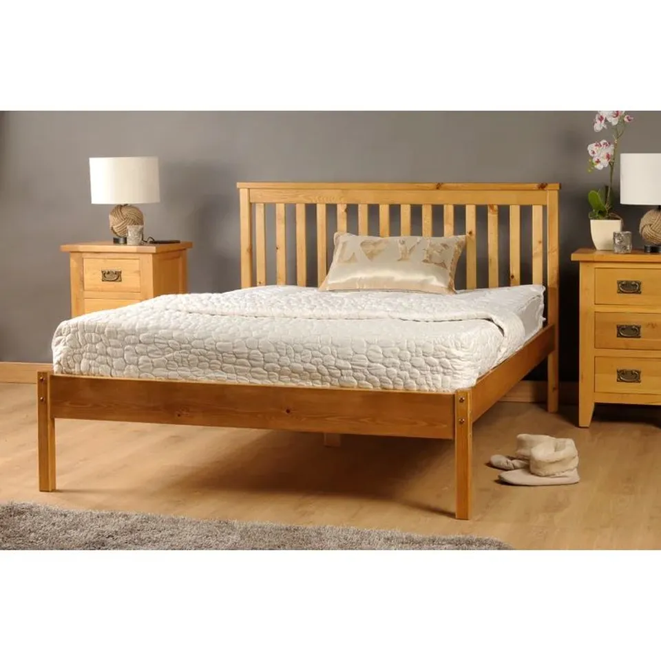 BOXED ALOIS BED FRAME DOUBLE - CARAMEL 