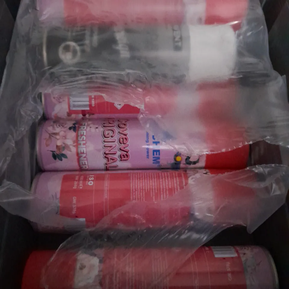 BOX OF APPROXIMATELY 10 AEROSOLS TO INCLUDE  - FREEZE SPRAY - TURBOJET AIR FRESHENER - FROGCHEM AIR FRESHENER  - COLLECTION ONLY 