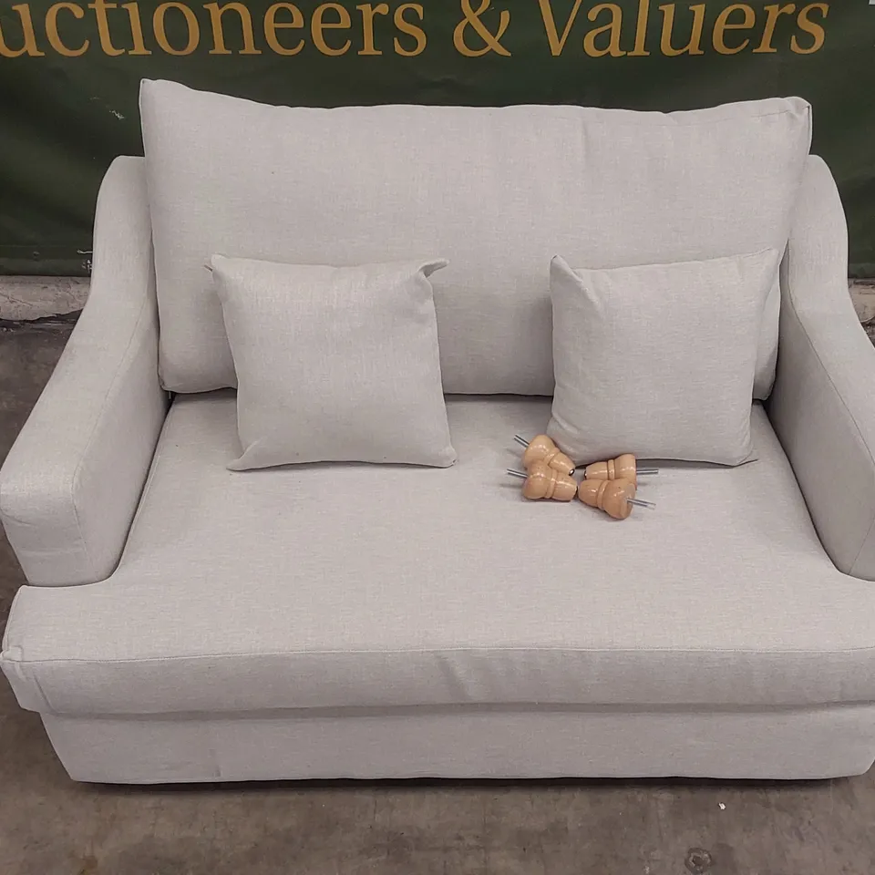 QUALITY DESIGNER LIGHT GREY FABRIC 2 SEATER SOFA