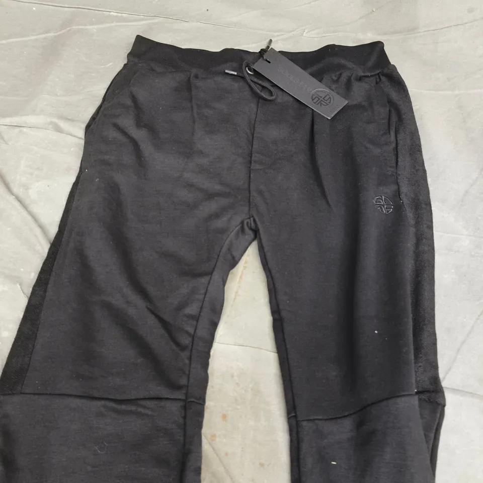 SOUL STAR MPJ MONTANA BLACK DRAWSTRING TROUSERS, SIZE L
