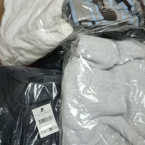 APPROXIMATELY 17 ASSORTED CLOTHING ITEMS IN VARIOUS SIZES, COLOURS & STYLES TO INCLUDE PLUSH FLEECE WIDE LEG, HENLEY LONG SLEEVE TEE, TIERED MAXI SKIRT, ETC