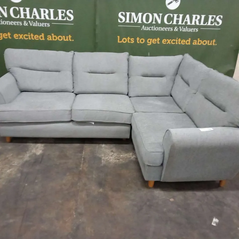 DESIGNER LUSSO GREY FABRIC CORNER SOFA