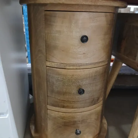 THREE DRAWER SOLID WOOD BEDSIDE