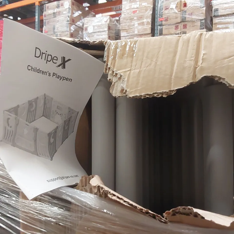 PALLET CONTAINING A LARGE ASSORTMENT OF CONSUMER PRODUCTS INCLUDING: BATHROOM MIRROR CABINET, ARTIFICIAL TREES, CHILDREN'S PLAYPEN ECT