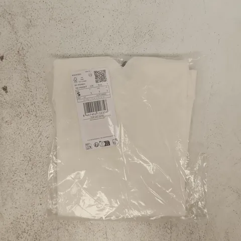 BAGGED MANGO V-NECK KNITTED TOP IN WHITE SIZE SMALL