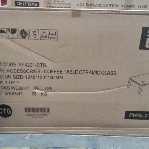 BOXED RECTANGULAR COFFEE TABLE WITH CERAMIC GLASS
