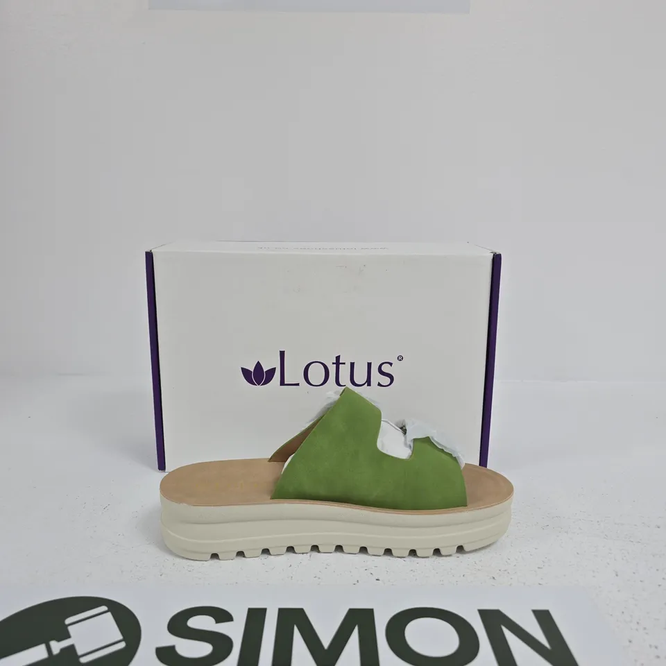 LOTUS WOMEN'S SANDALS - GREEN STRAP, BEIGE SOLE SIZE EU 39