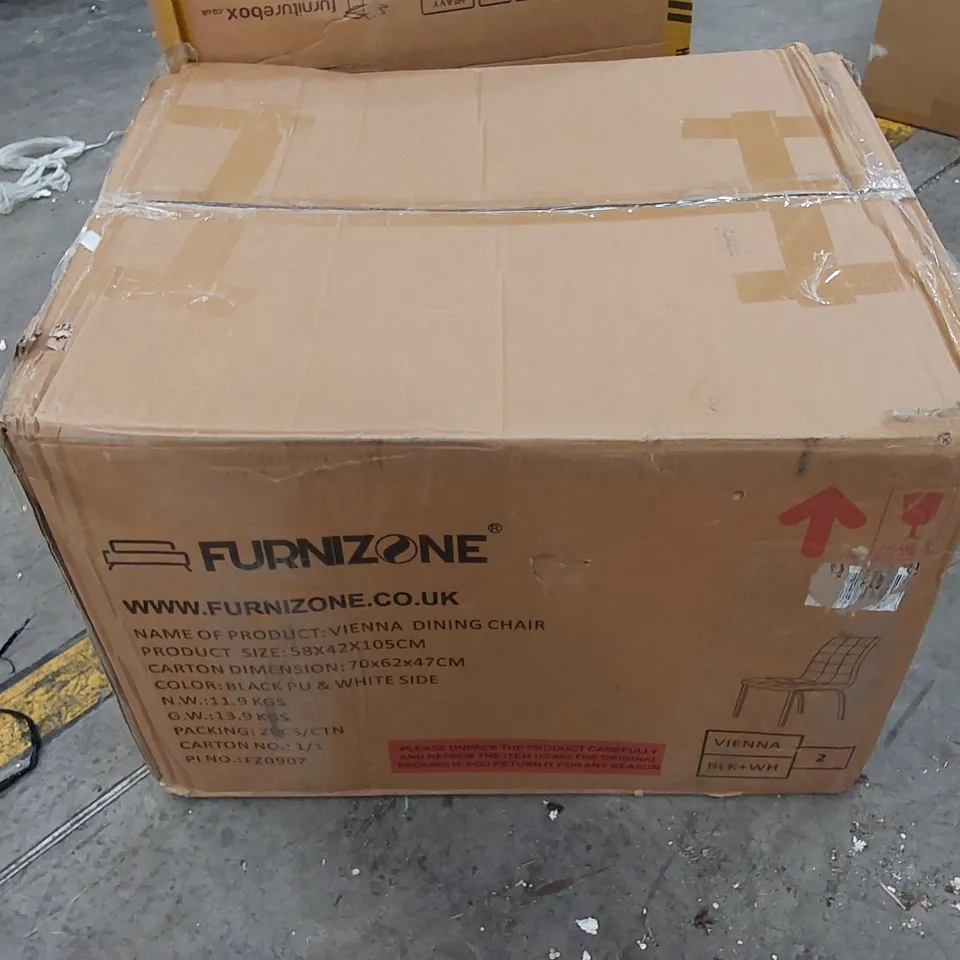 BOXED SET OF 2 VIENNA DINING CHAIRS IN BLACK PU & WHITE SIDES (1 BOX)