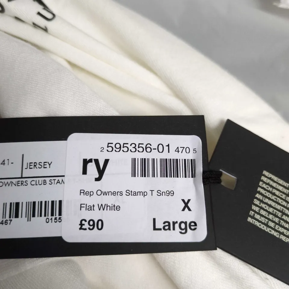 REPRESENT ENGLAND OWNERS' CLUB STAMP T-SHIRT – FLAT WHITE – UK XL