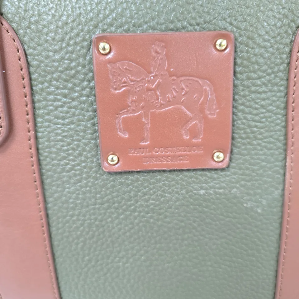 PAUL COSTELLOE DRESSAGE TOTE BAG – OLIVE GREEN WITH BROWN LEATHER TRIM